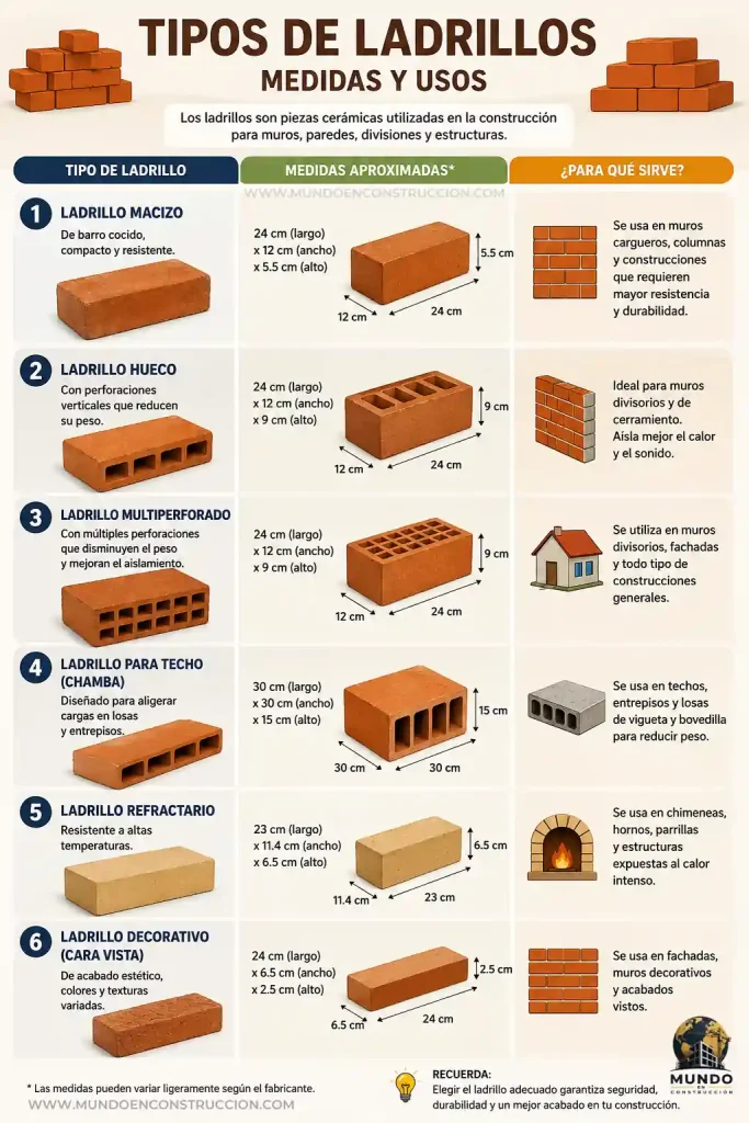Tipos de ladrillos medidas