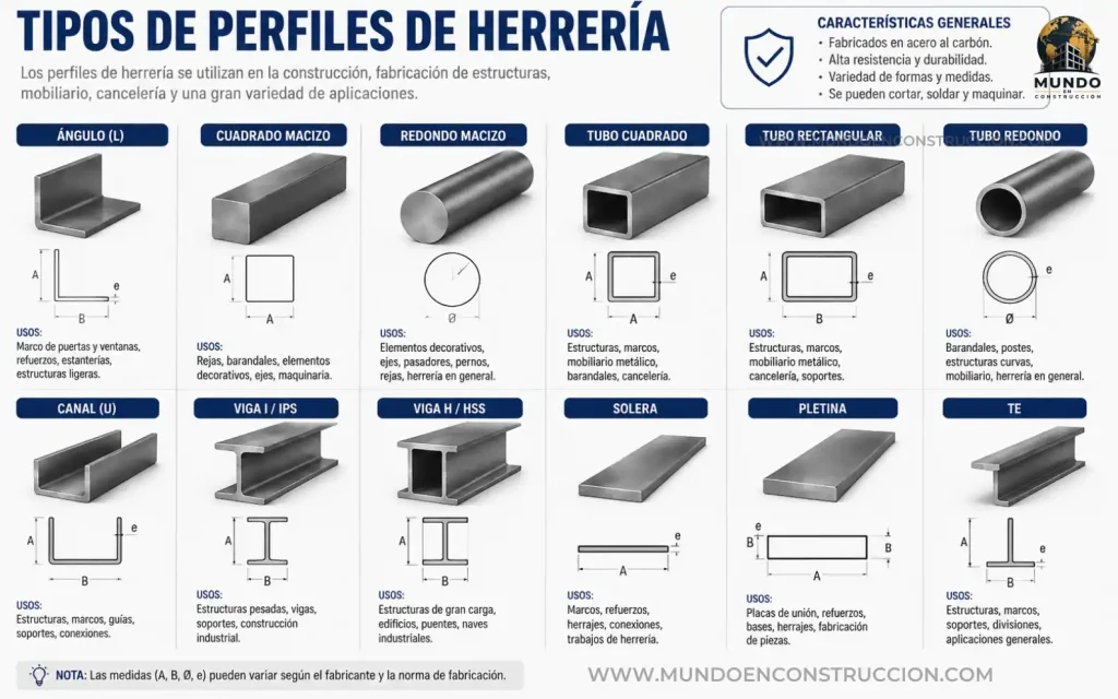 Tipos de perfiles de herrería